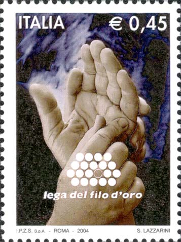 Lega del filo d´oro - Mani che si toccano comunicando con l´alfabeto Malossi