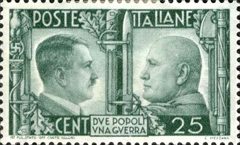 Italienisch - Deutsche Waffenbruderschaft - Porträts von Mussolini und Hitler