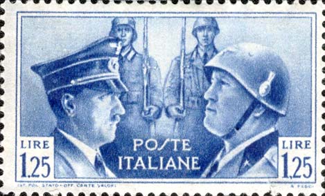 Italienisch - Deutsche Waffenbruderschaft - Porträts von Mussolini und Hitler
