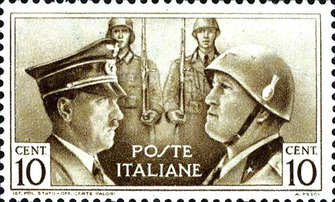 Italienisch - Deutsche Waffenbruderschaft - Porträts von Mussolini und Hitler