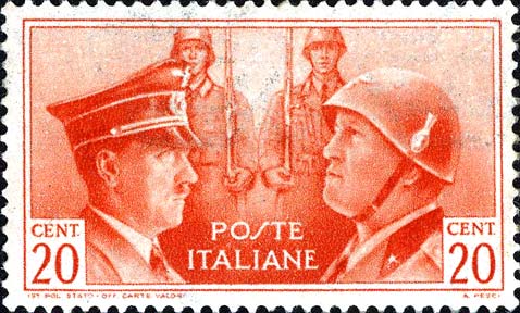 Italienisch - Deutsche Waffenbruderschaft - Porträts von Mussolini und Hitler