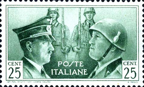 Italienisch - Deutsche Waffenbruderschaft - Porträts von Mussolini und Hitler