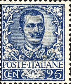 Floreale - Effigie di Vittorio Emanuele III e ornamenti floreali