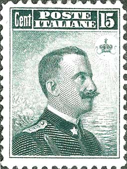 Michetti nero, stampa calcografica (I tipo) - Effigie di Vittorio Emanuele III volta a destra