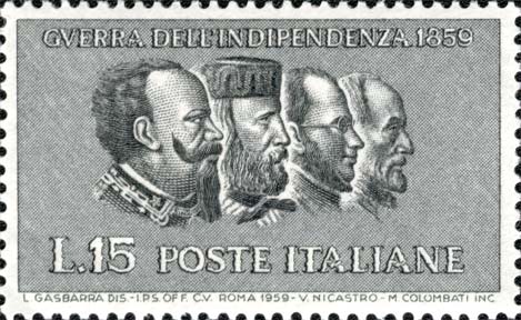 Centenario della II guerra d´Indipendenza - Ritratti di Vittorio Emanuele II, Garibaldi, Cavour e Mazzini