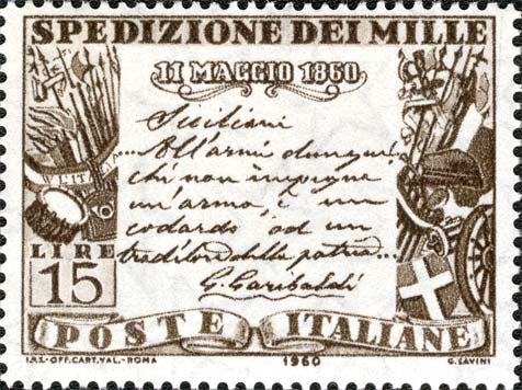 Centenario della spedizione dei Mille - Proclama di Garibaldi ai siciliani