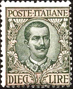 Floreale - Effigie di Vittorio Emanuele III e ornamenti floreali