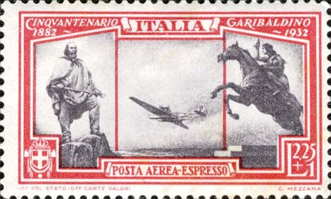 50. Todestag von Giuseppe Garibaldi - Wasserflugzeug, Denkmal für Giuseppe Garibaldi und Denkmal für Anita Garibaldi