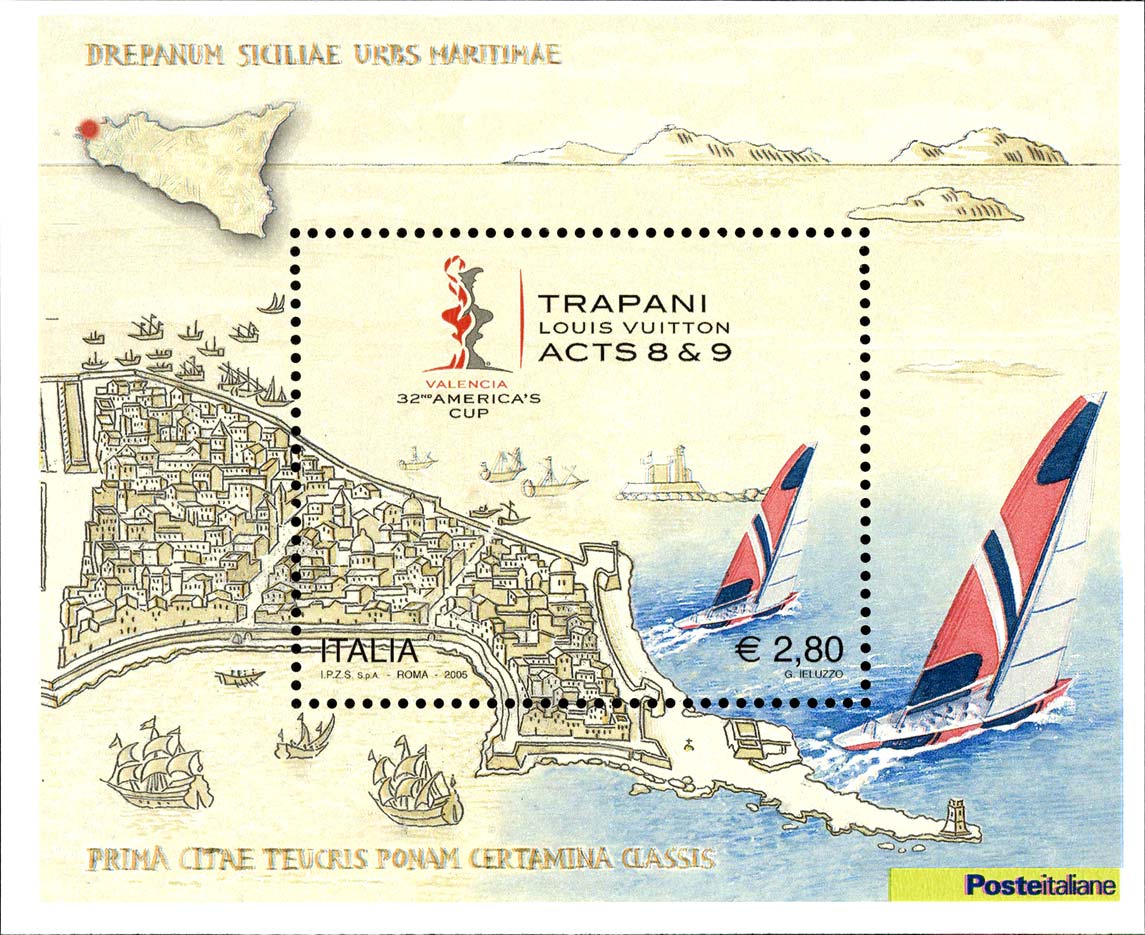 28 settembre 2005 - Pre - regata dell´America´s Cup 2007 - Mappa di Trapani e imbarcazioni