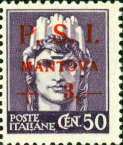 Serie imperiale sovrastampata P.S.I. MANTOVA - Italia turrita