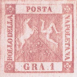 1 gennaio 1858 - Stemma delle due Sicilie - 1 grano - Stemma delle due Sicilie in cornice quadrata