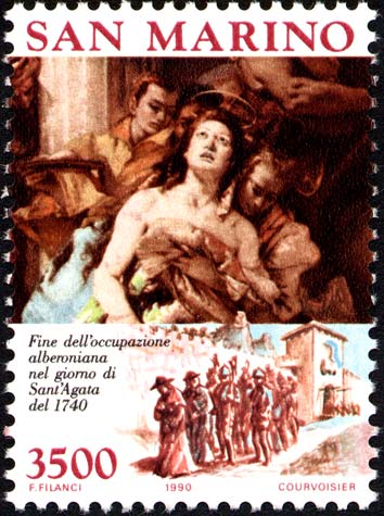 250° anniversario dell´occupazione alberoniana - Martirio di S.Agata, opera di Tiepolo e il Cardinale Alberoni lascia San Marino