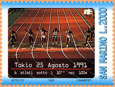 Inaugurazione della televisione - Arrivo 100 m. Olimpiadi di Tokyo