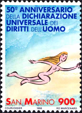 Esposizione mondiale di filatelia, a Milano - giornata dei diritti dell´uomo