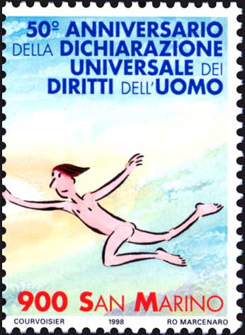 Esposizione mondiale di filatelia, a Milano - giornata dei diritti dell´uomo