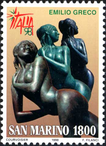 Esposizione mondiale di filatelia, a Milano - giornata dell´arte - Scultura di Emilio Greco