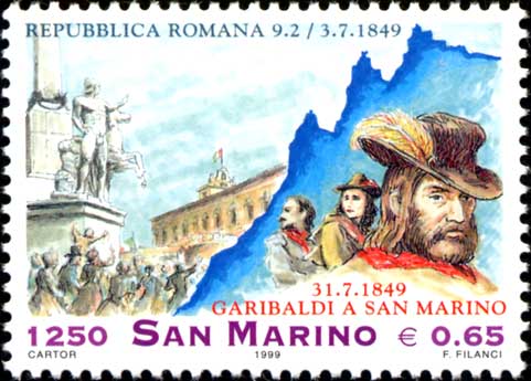 150° anniversario della repubblica romana e dello scampo di Garibaldi a San Marino