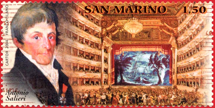 Teatro alla Scala - Antonio Salieri e interno del teatro alla Scala