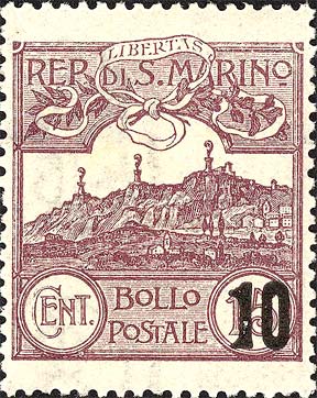 Ansicht von San Marino, überdruckt