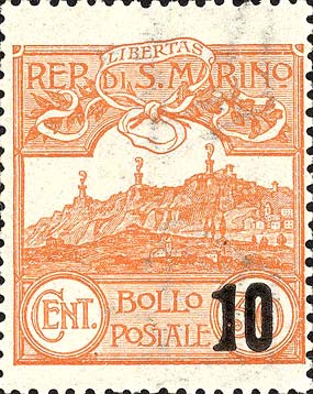 Ansicht von San Marino, überdruckt