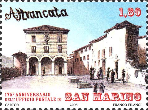 175° anniversario del primo ufficio postale di San Marino - Palazzo pubblico e palazzo delle poste