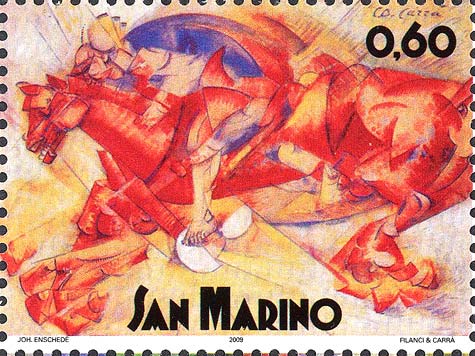 Futurismo - Cavaliere rosso, opera di Carlo Carrà