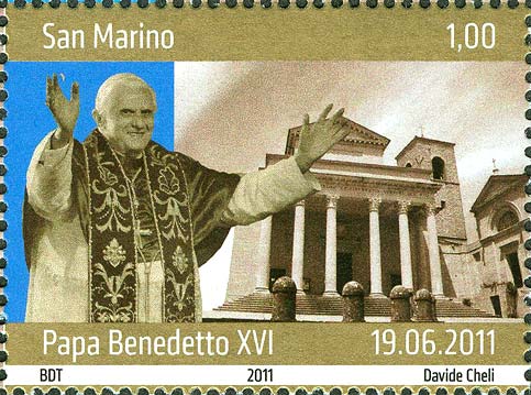 Visita del papa a San Marino - Papa Benedetto XVI e basilica di San Marino