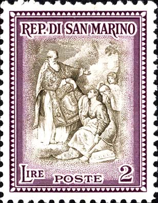 Wiederaufbau - San Marino erhebt die Republik, Werk von P. Batoni