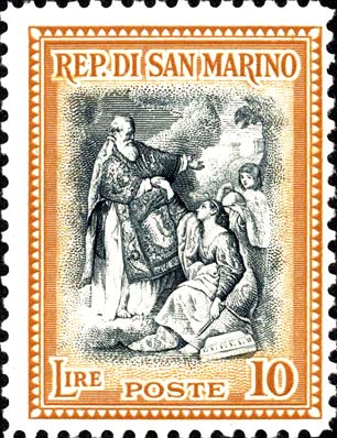 Wiederaufbau - San Marino erhebt die Republik, Werk von P. Batoni