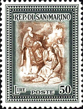 Wiederaufbau - San Marino erhebt die Republik, Werk von P. Batoni