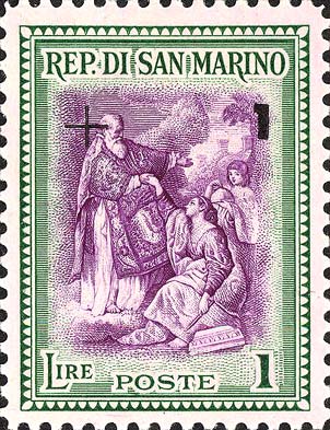 Rekonstruktion, überdruckt - San Marino erhebt die Republik, Werk von P. Batoni