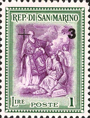 Rekonstruktion, überdruckt - San Marino erhebt die Republik, Werk von P. Batoni