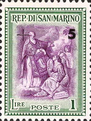 Rekonstruktion, überdruckt - San Marino erhebt die Republik, Werk von P. Batoni