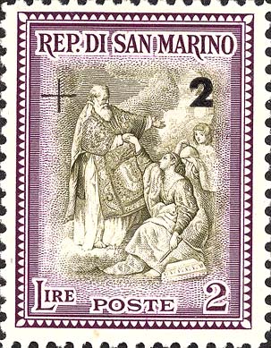 Rekonstruktion, überdruckt - San Marino erhebt die Republik, Werk von P. Batoni