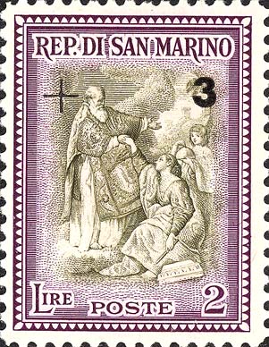 Rekonstruktion, überdruckt - San Marino erhebt die Republik, Werk von P. Batoni