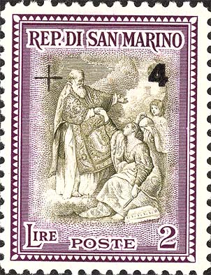 Rekonstruktion, überdruckt - San Marino erhebt die Republik, Werk von P. Batoni