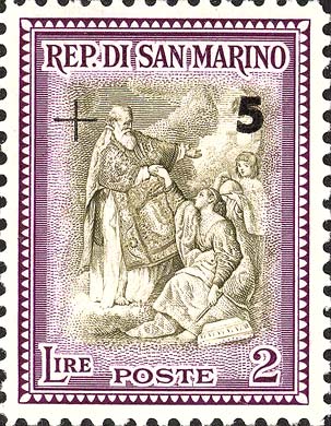 Rekonstruktion, überdruckt - San Marino erhebt die Republik, Werk von P. Batoni