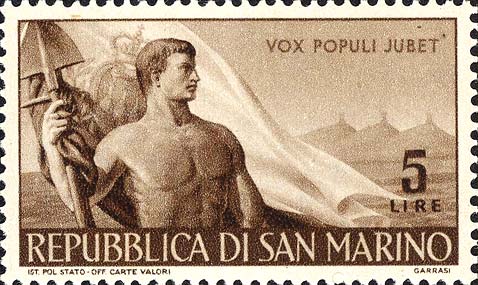 Arbeiten - Bauer, Flagge von San Marino und Hügel