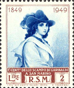 Hundertjähriges Jubiläum von Garibaldis Rückzug nach San Marino - Anita Garibaldi