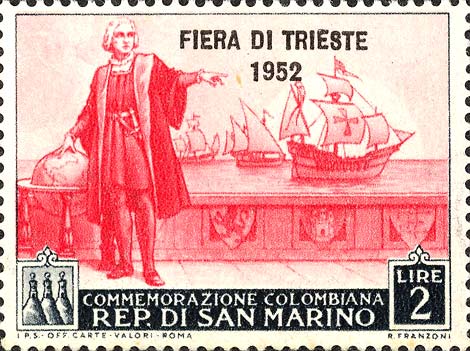 Messe in Triest - Christoph Kolumbus und Karavellen
