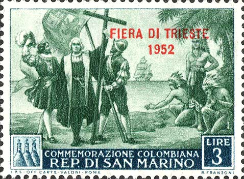 Messe in Triest - Christoph Kolumbus und Karavellen