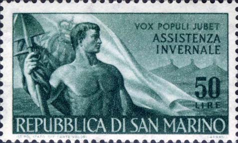 Winterhilfe - Bauer, Flagge von San Marino und Hügel