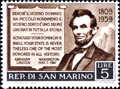 150. Jahrestag der Geburt von Abraham Lincoln - Porträt von Abraham Lincoln und Botschaft an die Kapitäne Regent