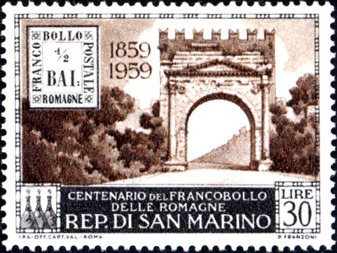Hundertjähriges Jubiläum der Romagna - Briefmarken - Romagna - Stempel und Augustusbogen