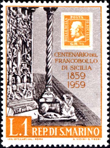 Hundertjähriges Jubiläum der sizilianischen Briefmarken - Kathedrale von Messina