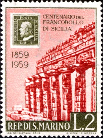 Hundertjähriges Jubiläum der sizilianischen Briefmarken - Tempel von Selinunte