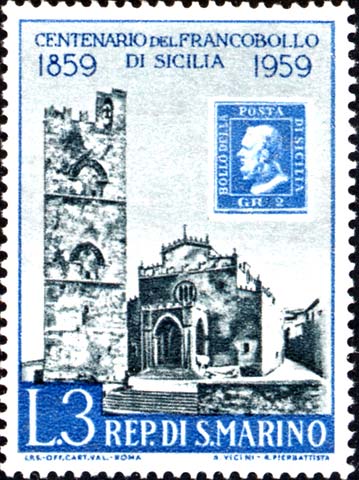 Hundertjähriges Jubiläum der sizilianischen Briefmarken - Kathedrale von Erice