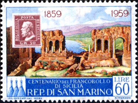 Hundertjähriges Jubiläum der sizilianischen Briefmarken - Taormina