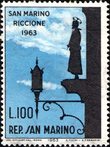 13. Internationale Philatelistenmesse - Regierungspalast und Statue von San Marino