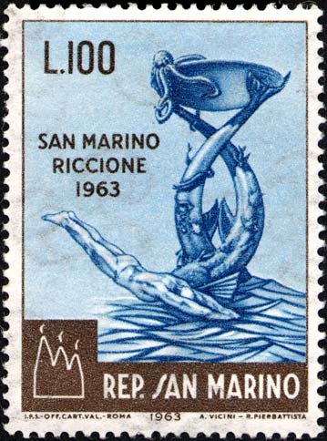 13. Internationale Philatelistenmesse - Monumentaler Brunnen vor dem Fremdenverkehrsamt von Riccione